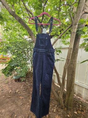 Zara Dark Blue Denim Flare Overalls